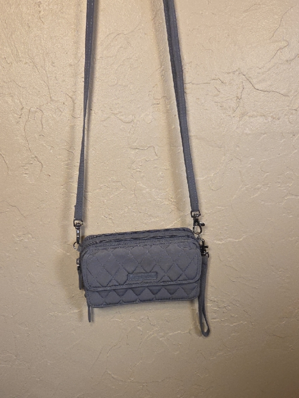 Vera Bradley Quilted Slate Gray Crossbody Wallet - Picture 6 of 6
